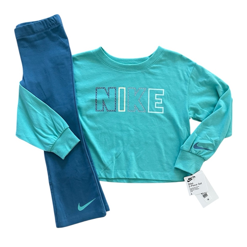Nike 2 Piece Set Long Sleeve T-Shirt & Flare Pants Girls Size 4 NWT